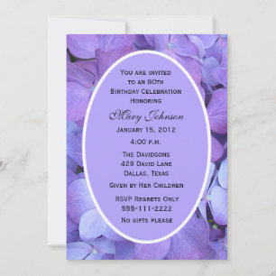 80. Geburtstagsparty Einladung Hydrangeas