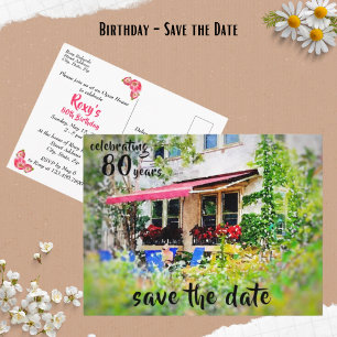80. Geburtstagsparty Einladung Save the Date Post Postkarte