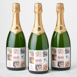 80. Geburtstagsparty Foto Collage Name weiß