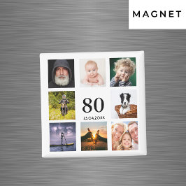80. Geburtstagsparty Foto Collage Typ Magnet