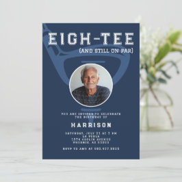 80. Geburtstagsparty Foto Modern Golf Blue Einladung