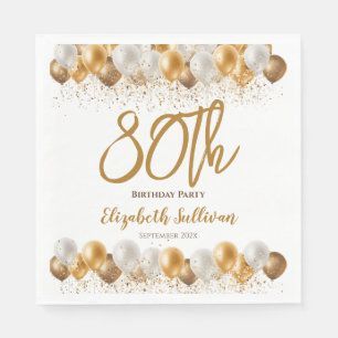 80. Geburtstagsparty Gold Ballon Serviette