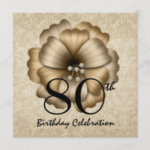 80. Geburtstagsparty Gold Blume Bow Square Einladung