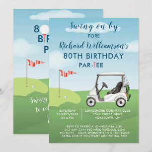 80. Geburtstagsparty Herren Golf Theme Party Einladung