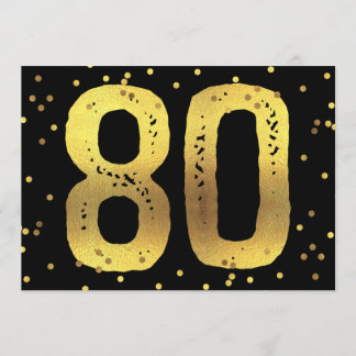 80. Geburtstagsparty Imitats Gold Foil Confetti Bl Einladung