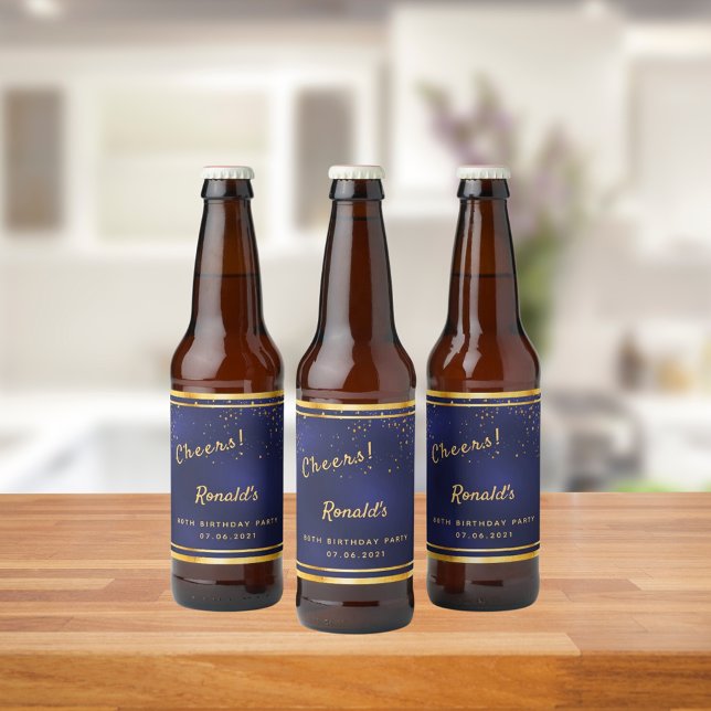80. Geburtstagsparty Marinesoldjubeln Bierflaschenetikett (Von Creator hochgeladen)