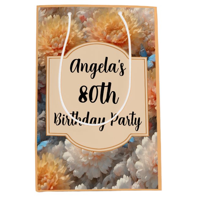 80. Geburtstagsparty Mittlere Geschenktüte (Vorderseite)