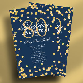 80. Geburtstagsparty Programm Gold Navy Glitzer Me Flyer