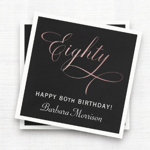80. Geburtstagsparty Rose Gold Script Personalisie Serviette