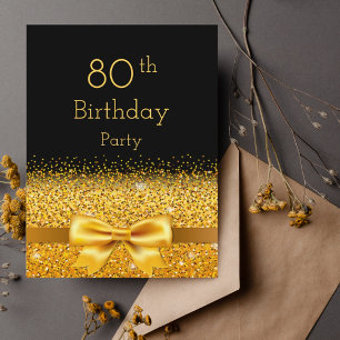 80. Geburtstagsparty schwarze Goldbug Einladung Postkarte