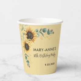 80. Geburtstagsparty Sonnenblume Blume Pappbecher