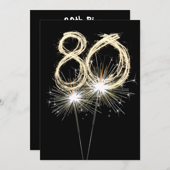80. Geburtstagsparty Sparklers Einladung (Vorne/Hinten)