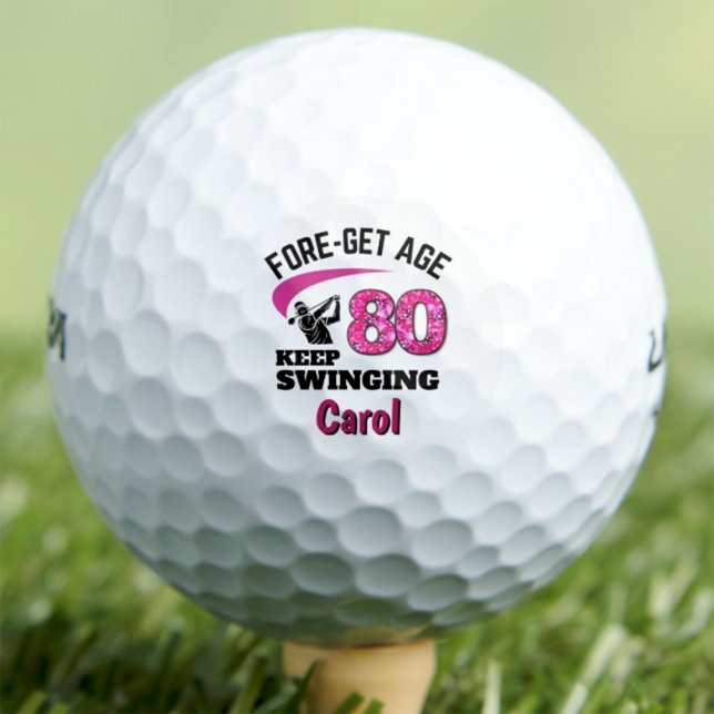 80. Geschenk für Kollegen - Rosa Fore-get Alter 80 Golfball (Von Creator hochgeladen)