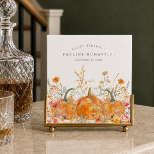 80. Glücklicher Geburtstag Kürbis Wildblume Benutz Serviette