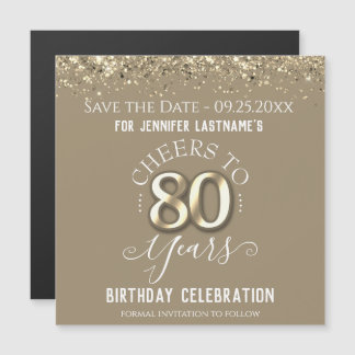 80. Gold Geburtstag Speichern Sie das Date Magnet