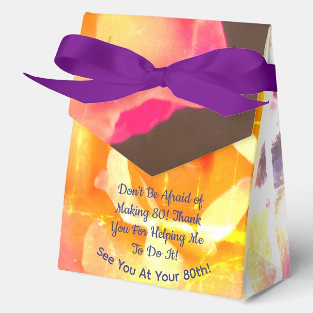 80. goldene Rose Foto Humor Text Party Geschenkschachtel (Vorderseite)