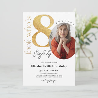 80. Goldener Geburtstag Einladung mit Foto