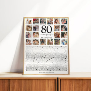 80 Gründe, warum wir dich lieben Foto-Collage-Gesc Poster