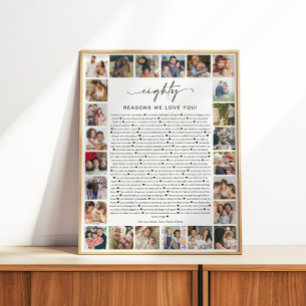 80 Gründe, warum wir dich lieben Foto-Collage-Gesc Poster
