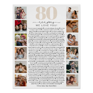 80 Gründe, warum wir dich lieben Geburtstagsgesche Poster