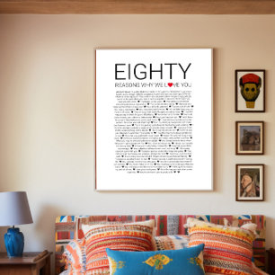 80 Gründe, warum wir dich lieben Hochzeitsgelübde Poster