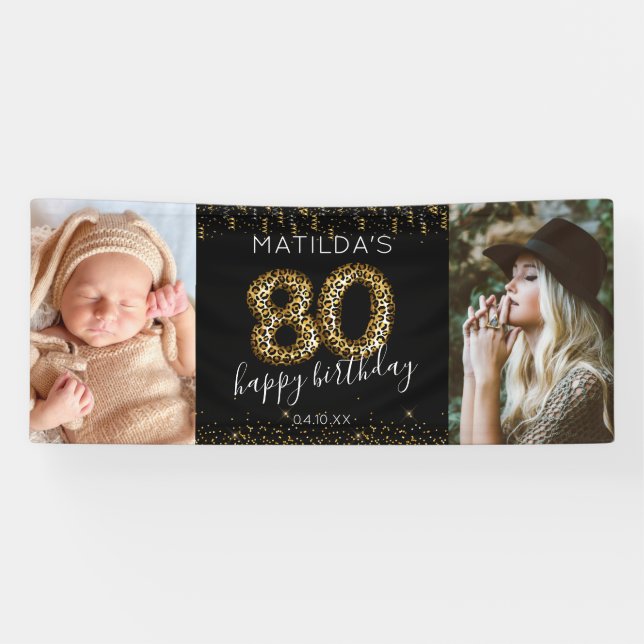 80. Happy Birthday Foto Banner (Horizontal)