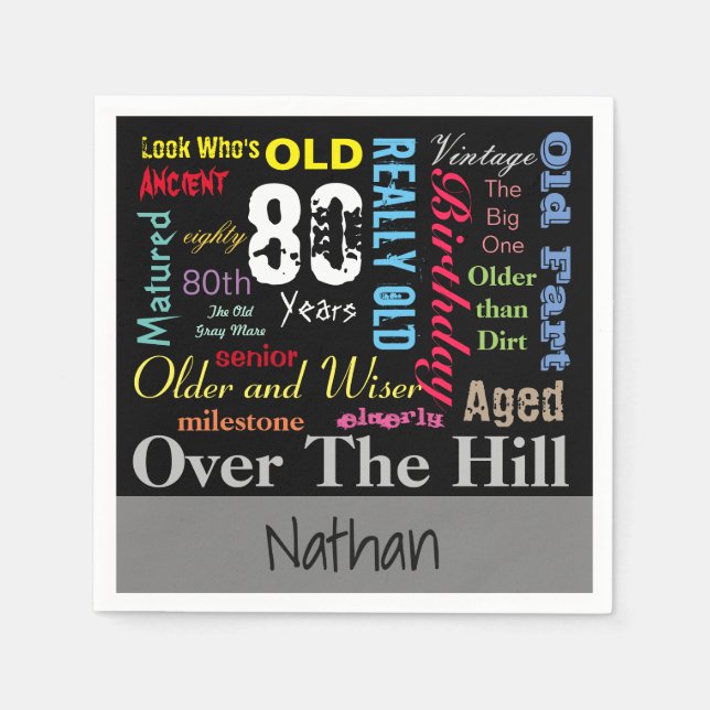 80. Happy BIrthday in a Graffiti Style Serviette (Vorderseite)