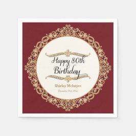 80. Happy Birthday Party Celebration Round Decor Serviette