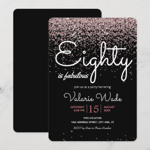 80. ist fabelhafte Geburtstagsparty Pink Glitzer Einladung
