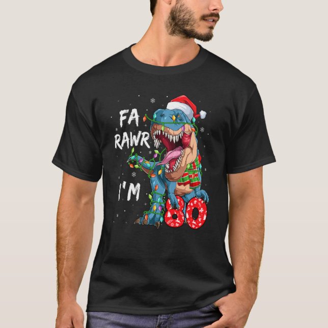 80 Jahre alt Fa Rawr Ich bin 80 Dinosaurier 80. Ge T-Shirt (Vorderseite)