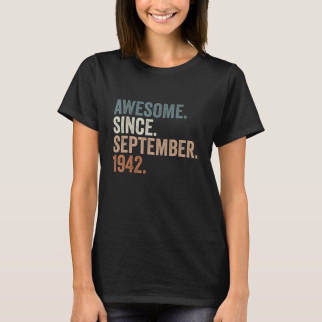80 Jahre alt Phantastisch seit September 1942 80. T-Shirt (Vorderseite)