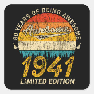 80 Jahre alt Tag 1941 Phantastisch seit 80. Geburt Quadratischer Aufkleber