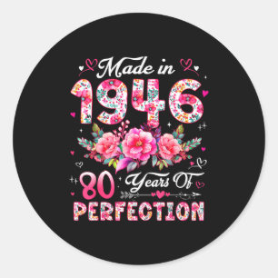 80 Jahre alte, hergestellt in 1946, Blumen 80. Geb Runder Aufkleber