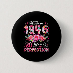 80 Jahre alte, hergestellt in 1946, Floral 80. Geb Button