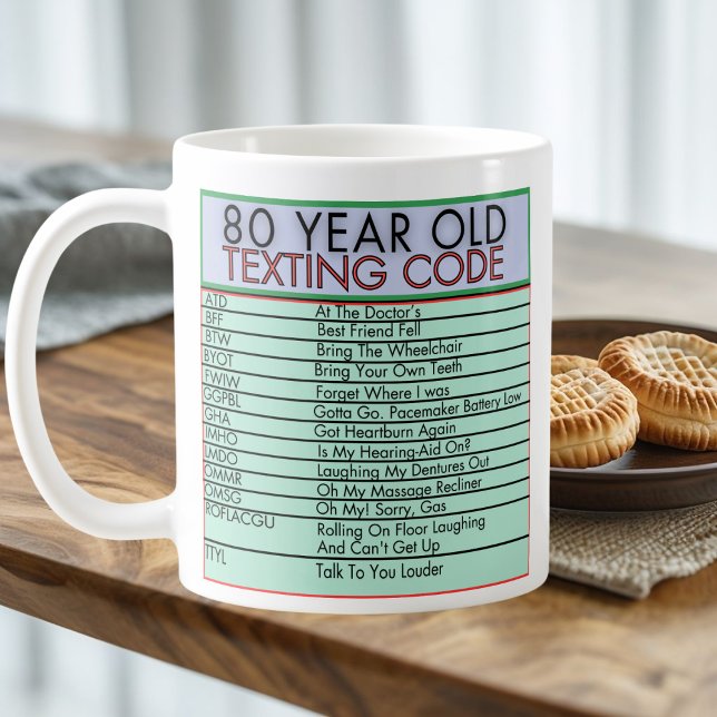 80 Jahre alter Sims Code Funny Birthday Senior Tas Kaffeetasse (Von Creator hochgeladen)