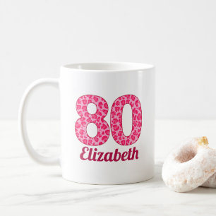 80 Jahre Geschenk rosa Leopard 80. Geburtstag Brau Kaffeetasse
