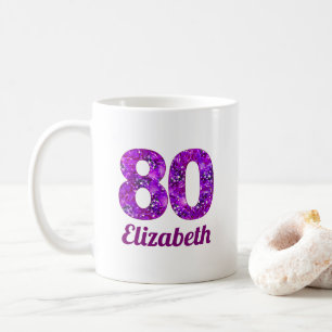 80 Jahre Geschenk violette Blumen 80. Geburtstag B Kaffeetasse