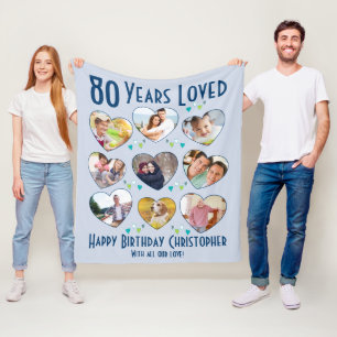 80 Jahre Loved 80. Geburtstag Custom Foto Fleecedecke