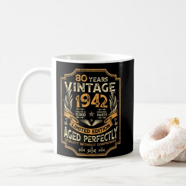 80 Jahre Vintag 1942 80. Geburtstag Kaffeetasse (Mit Donut)