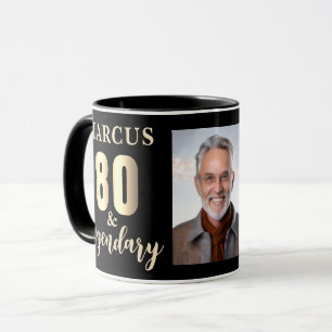 80 & Legendäres Gold 80. Geburtstagsfoto Tasse