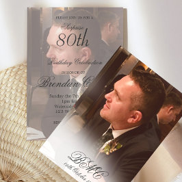 80. Male Birthday Simple Elegant Foto Einladung