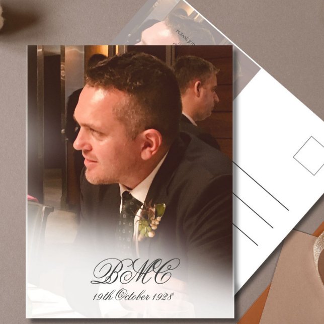 80. Männliche Geburtstag Einfache Elegante Foto Ei Postkarte (Von Creator hochgeladen)