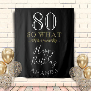 80 Na und Lustiger Spruch Schwarz Elegant 80. Gebu Wandteppich