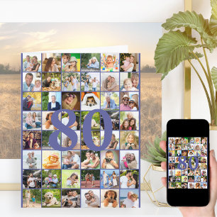 80. oder jeder beliebige Alter Foto-Collage große Karte
