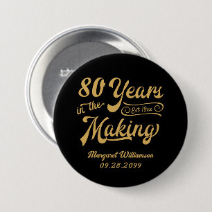 80. oder jeder beliebige Geburtstag Retro-Jahre im Button