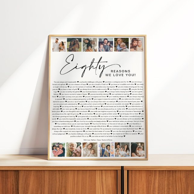 80 Reasons We Love You Birthday Photo Collage Poster (Von Creator hochgeladen)