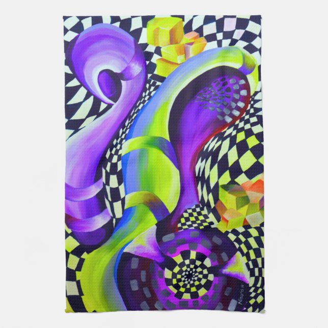 80 s Art Deco Geometrisches Muster Handtuch (Vertikal)