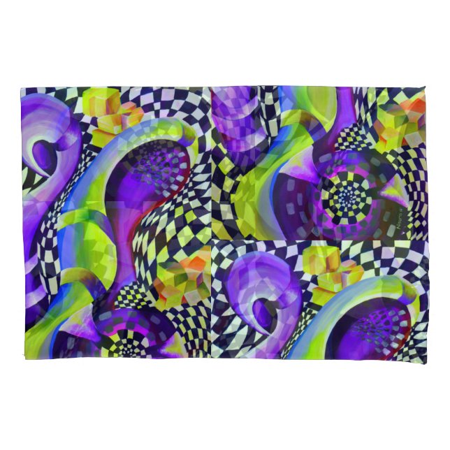 80 s Art Deco Geometrisches Muster Kissenbezug (Vorderseite)