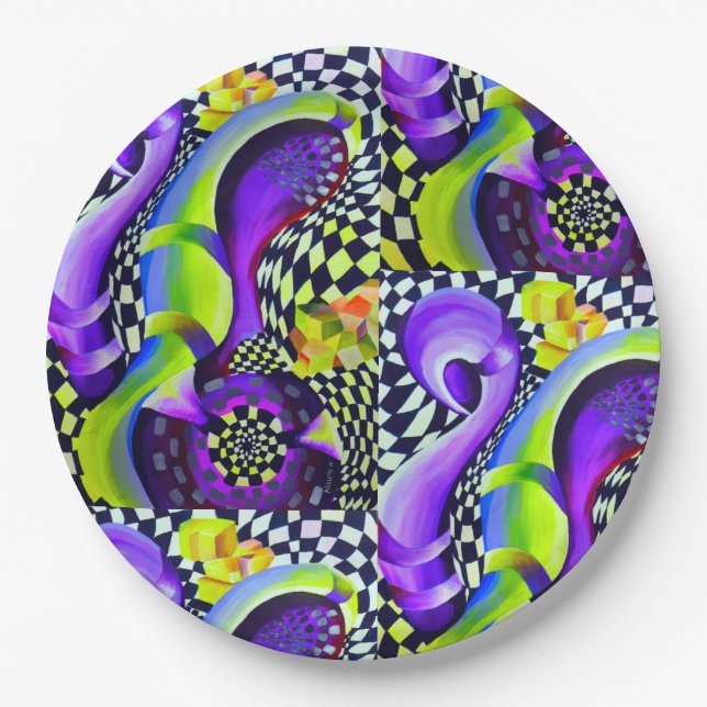 80 s Art Deco Geometrisches Muster Pappteller (Vorderseite)