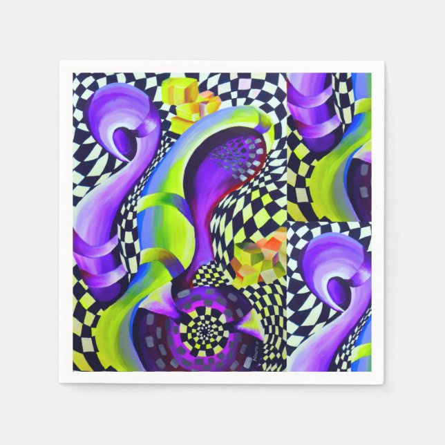 80 s Art Deco Geometrisches Muster Serviette (Vorderseite)